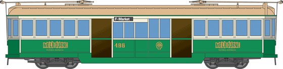 Historic streetcar, Melbourne · W2 class livery